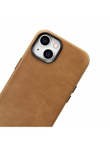 iCarer Oil Wax Premium läderfodral iPhone 14 Plus magnetiskt läderfodral med MagSafe Brown (WMI14220703-TN)