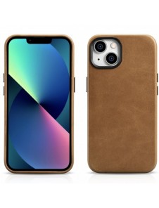 iCarer Oil Wax Premium läderfodral iPhone 14 Plus magnetiskt läderfodral med MagSafe Brown (WMI14220703-TN)