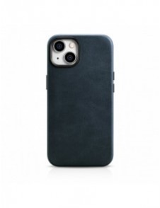 iCarer Oil Wax Premium läderfodral iPhone 14 Plus magnetiskt läderfodral med MagSafe Mörkblå (WMI14220703-BU)