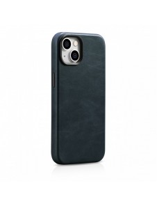 iCarer Oil Wax Premium läderfodral iPhone 14 Plus magnetiskt läderfodral med MagSafe Mörkblå (WMI14220703-BU)