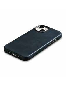 iCarer Oil Wax Premium läderfodral iPhone 14 Plus magnetiskt läderfodral med MagSafe Mörkblå (WMI14220703-BU)