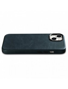 iCarer Oil Wax Premium läderfodral iPhone 14 Plus magnetiskt läderfodral med MagSafe Mörkblå (WMI14220703-BU)