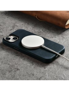 iCarer Oil Wax Premium läderfodral iPhone 14 Plus magnetiskt läderfodral med MagSafe Mörkblå (WMI14220703-BU)