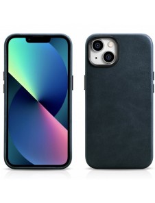 iCarer Oil Wax Premium läderfodral iPhone 14 Plus magnetiskt läderfodral med MagSafe Mörkblå (WMI14220703-BU)