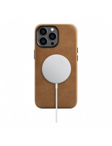 iCarer Oil Wax Premium läderfodral iPhone 14 Pro magnetiskt läderfodral med MagSafe brun (WMI14220702-TN)