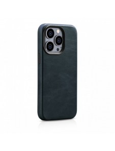iCarer Oil Wax Premium läderfodral iPhone 14 Pro magnetiskt läderfodral med MagSafe Mörkblå (WMI14220702-BU)