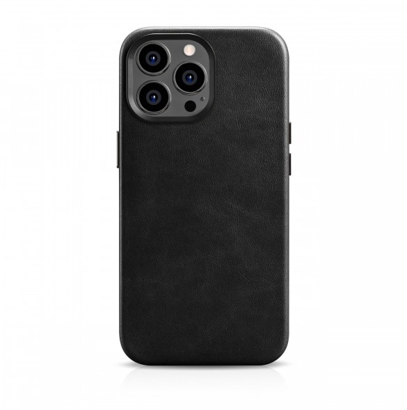 iCarer Oil Wax Premium läderfodral iPhone 14 Pro Max magnetiskt läderfodral med MagSafe Black (WMI14220704-BK)