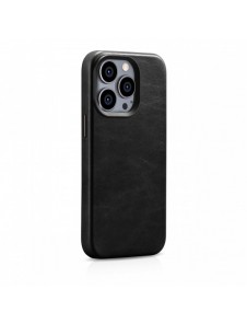 iCarer Oil Wax Premium läderfodral iPhone 14 Pro Max magnetiskt läderfodral med MagSafe Black (WMI14220704-BK)
