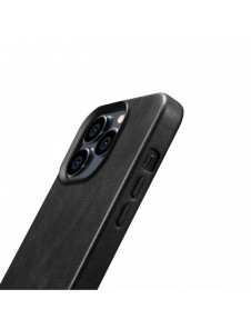 iCarer Oil Wax Premium läderfodral iPhone 14 Pro Max magnetiskt läderfodral med MagSafe Black (WMI14220704-BK)