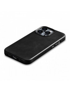 iCarer Oil Wax Premium läderfodral iPhone 14 Pro Max magnetiskt läderfodral med MagSafe Black (WMI14220704-BK)