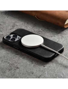 iCarer Oil Wax Premium läderfodral iPhone 14 Pro Max magnetiskt läderfodral med MagSafe Black (WMI14220704-BK)
