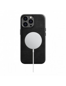 iCarer Oil Wax Premium läderfodral iPhone 14 Pro Max magnetiskt läderfodral med MagSafe Black (WMI14220704-BK)