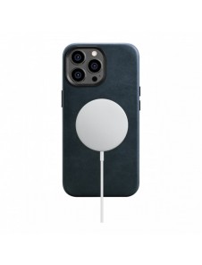 iCarer Oil Wax Premium läderfodral iPhone 14 Pro Max magnetiskt läderfodral med MagSafe Mörkblå (WMI14220704-BU)
