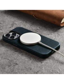 iCarer Oil Wax Premium läderfodral iPhone 14 Pro Max magnetiskt läderfodral med MagSafe Mörkblå (WMI14220704-BU)