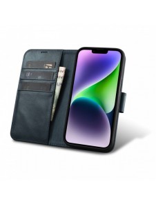 iCarer Oil Wax Wallet Case 2-in1 Cover iPhone 14 Plus Anti-RFID-läder Flip-fodral Blå (WMI14220723-BU)