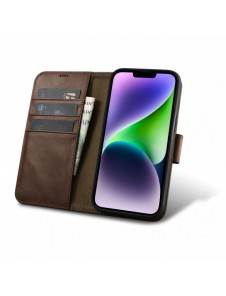 iCarer Oil Wax Wallet Case 2in1 Cover iPhone 14 Plus Anti-RFID Läder Flip Case Brun (WMI14220723-BN)
