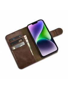iCarer Oil Wax Wallet Case 2in1 Cover iPhone 14 Plus Anti-RFID Läder Flip Case Brun (WMI14220723-BN)