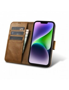 iCarer Oil Wax Wallet Case 2in1 Cover iPhone 14 Plus Anti-RFID Läder Flip Case Brun (WMI14220723-TN)