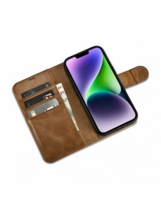 iCarer Oil Wax Wallet Case 2in1 Cover iPhone 14 Plus Anti-RFID Läder Flip Case Brun (WMI14220723-TN)