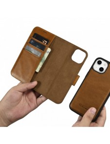 iCarer Oil Wax Wallet Case 2in1 Cover iPhone 14 Plus Anti-RFID Läder Flip Case Brun (WMI14220723-TN)