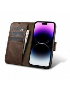 iCarer Oil Wax Wallet Case 2in1 Cover iPhone 14 Pro Anti-RFID Läder Flip Case Brun (WMI14220722-BN)