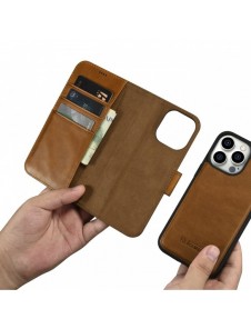 iCarer Oil Wax Wallet Case 2in1 Cover iPhone 14 Pro Anti-RFID Läder Flip Case Brun (WMI14220722-TN)