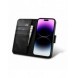 iCarer Oil Wax Wallet Case 2-in1 Cover iPhone 14 Pro Leather Flip Cover Anti-RFID svart (WMI14220722-BK)