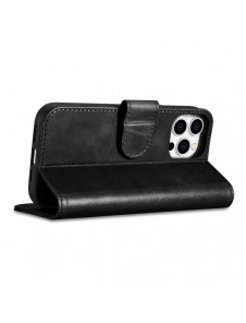 iCarer Oil Wax Wallet Case 2-in1 Cover iPhone 14 Pro Leather Flip Cover Anti-RFID svart (WMI14220722-BK)