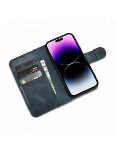 iCarer Oil Wax Wallet Case 2-in1 Cover iPhone 14 Pro Max Leather Flip Cover Anti-RFID blå (WMI14220724-BU)