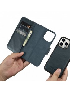 iCarer Oil Wax Wallet Case 2-in1 Cover iPhone 14 Pro Max Leather Flip Cover Anti-RFID blå (WMI14220724-BU)