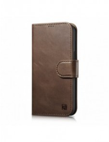 iCarer Oil Wax Plånboksfodral 2-i-1 skal iPhone 14 Pro Max Läder Flip Cover Anti-RFID brun (WMI14220724-BN)
