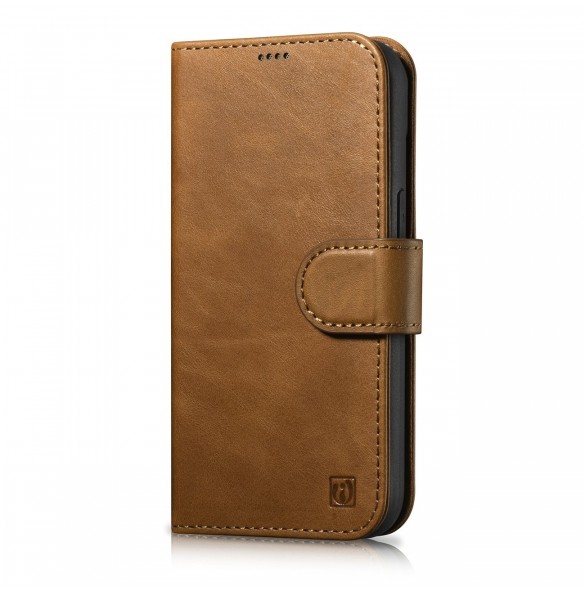 iCarer Oil Wax Wallet Case 2-in1 Cover iPhone 14 Pro Max Leather Flip Cover Anti-RFID brun (WMI14220724-TN)