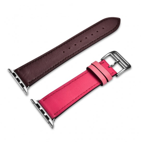 iCarer rembandsarmband för Apple Watch 49 mm / 45 mm / 44 mm / 42 mm brun-rosa (RIW120-PC)
