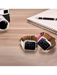 iCarer rembandsarmband för Apple Watch 49 mm / 45 mm / 44 mm / 42 mm brun-rosa (RIW120-PC)