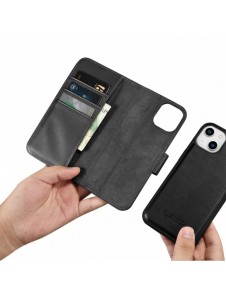 iCarer Plånboksfodral 2-i-1-fodral iPhone 14 Plus Anti-RFID-läder Flip-fodral Svart (WMI14220727-BK)