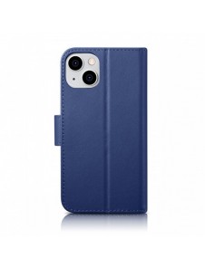 iCarer Plånboksfodral 2-i-1-fodral iPhone 14 Plus Anti-RFID-läder Flip-fodral Blå (WMI14220727-BU)