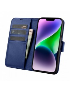 iCarer Plånboksfodral 2-i-1-fodral iPhone 14 Plus Anti-RFID-läder Flip-fodral Blå (WMI14220727-BU)