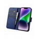 iCarer Plånboksfodral 2-i-1-fodral iPhone 14 Plus Anti-RFID-läder Flip-fodral Blå (WMI14220727-BU)