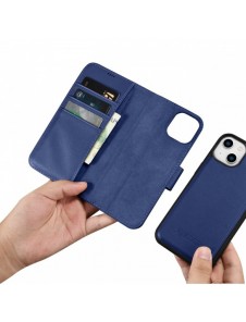 iCarer Plånboksfodral 2-i-1-fodral iPhone 14 Plus Anti-RFID-läder Flip-fodral Blå (WMI14220727-BU)