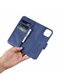iCarer Plånboksfodral 2-i-1-fodral iPhone 14 Plus Anti-RFID-läder Flip-fodral Blå (WMI14220727-BU)