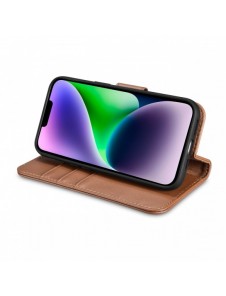 iCarer Plånboksfodral 2-i-1-fodral iPhone 14 Plus Anti-RFID-läder Flip-fodral Brun (WMI14220727-BN)
