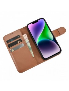 iCarer Plånboksfodral 2-i-1-fodral iPhone 14 Plus Anti-RFID-läder Flip-fodral Brun (WMI14220727-BN)