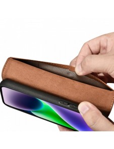 iCarer Plånboksfodral 2-i-1-fodral iPhone 14 Plus Anti-RFID-läder Flip-fodral Brun (WMI14220727-BN)