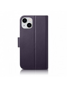 iCarer Plånboksfodral 2-i-1-fodral iPhone 14 Plus Anti-RFID Flip-fodral i läder mörklila (WMI14220727-DP)