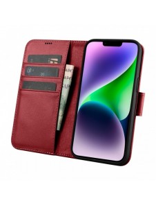 iCarer Plånboksfodral 2-i-1-fodral iPhone 14 Plus Anti-RFID-läder Flip-fodral Röd (WMI14220727-RD)