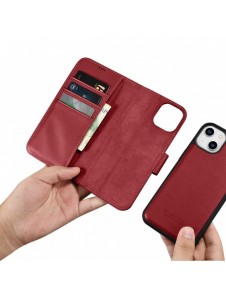 iCarer Plånboksfodral 2-i-1-fodral iPhone 14 Plus Anti-RFID-läder Flip-fodral Röd (WMI14220727-RD)