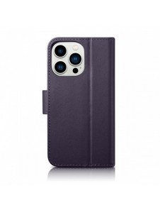 iCarer Plånboksfodral 2-i-1-fodral iPhone 14 Pro Anti-RFID-läder Flipfodral Mörklila (WMI14220726-DP)