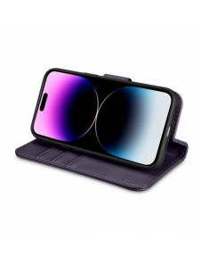 iCarer Plånboksfodral 2-i-1-fodral iPhone 14 Pro Anti-RFID-läder Flipfodral Mörklila (WMI14220726-DP)
