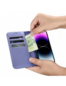 iCarer Plånboksfodral 2-i-1-fodral iPhone 14 Pro Anti-RFID Flip-fodral i läder Ljuslila (WMI14220726-LP)
