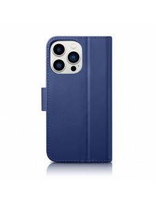 iCarer Wallet Case 2-in1 Cover iPhone 14 Pro Leather Flip Case Anti-RFID blå (WMI14220726-BU)
